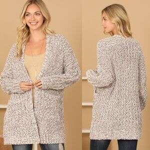 Net. 153 Heather Grey Popcorn Front Pocket Open Cardigan NEW